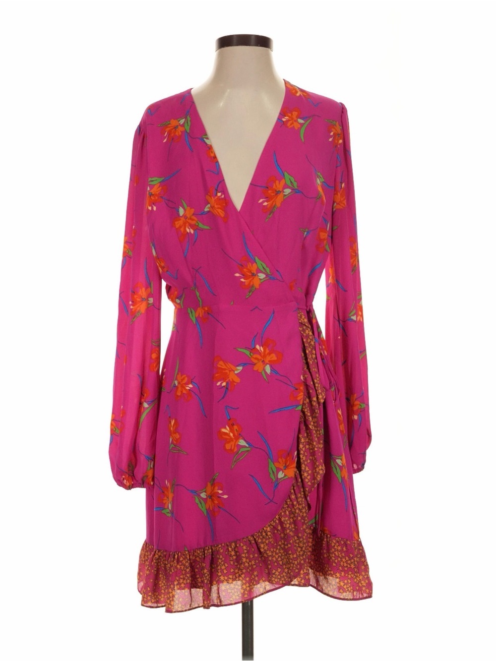Charles Henry Floral Wrap Dress